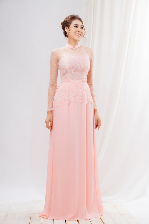 Gentle pastel modern peplum ao dai