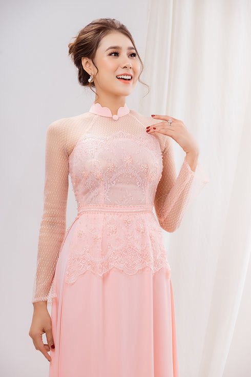 Gentle pastel modern peplum ao dai