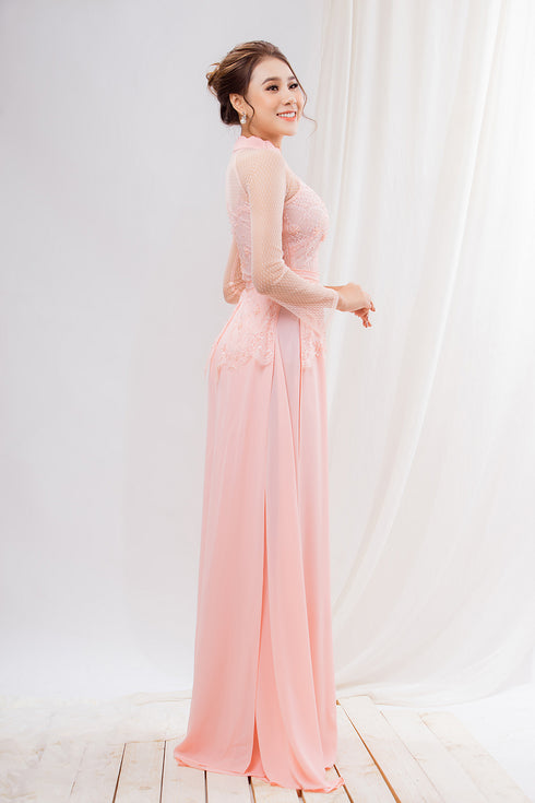 Gentle pastel modern peplum ao dai