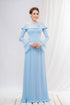 Blue long sleeves ao dai for party