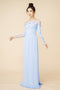 Gentle turquoise beaded ao dai