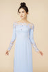 Gentle turquoise beaded ao dai