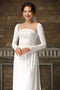 Modern round neck ao dai with beading - Sale