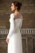 Modern round neck ao dai with beading