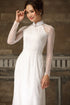 White embroidery lace raglan ao dai