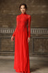 Red lace ao dai with delicate beaded