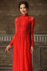 Red lace ao dai with delicate beaded