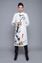 White ao dai with pattern drawing