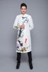 White ao dai with pattern drawing