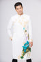 White men ao dai with Lotus painted