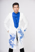 White and blue ao dai with patterns painted