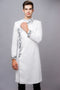 Ivory white ao dai with gray embroidery lace