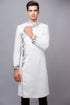 Ivory white ao dai with gray embroidery lace