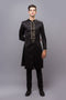 Black front slit modern ao dai with lace