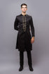 Black front slit modern ao dai with lace
