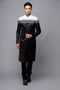 Black and white beaded modern men ao dai