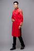 Red modern ao dai with gold embroidery embellished