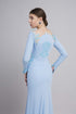Long sleeves with back cut out mermaid gown
