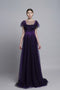 Scoop neck tulle evening dress