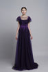 Scoop neck tulle evening dress