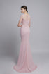 Pink short sleeves beaded mermaid gown