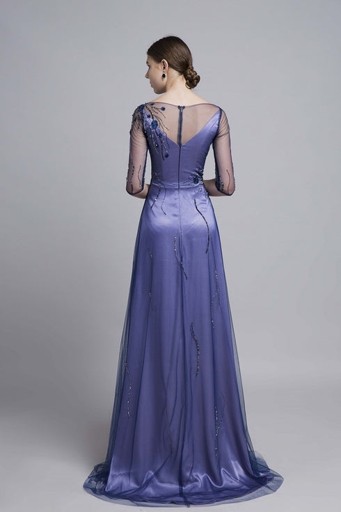 Elegant scoop neck beaded dress