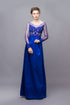 Blue long sleeves beaded dress