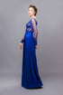Blue long sleeves beaded dress