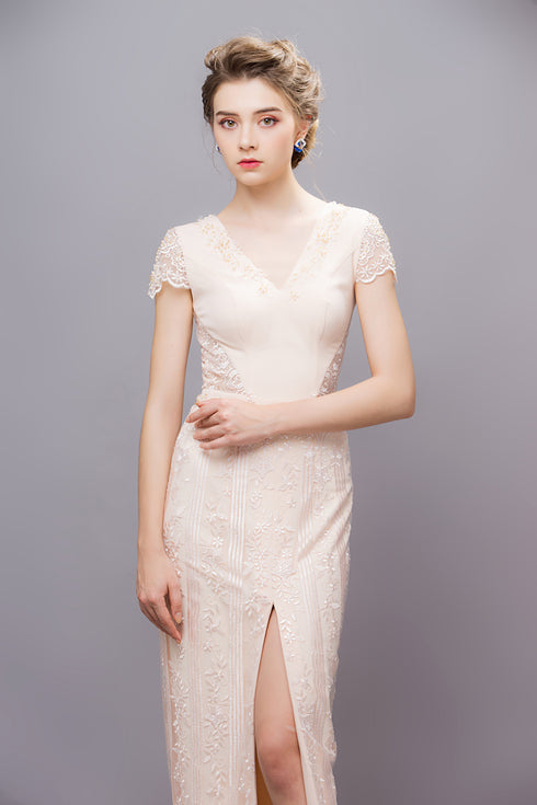 V neck illusion cut out dress