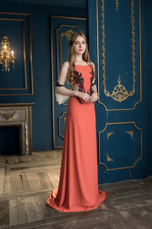 Gentle cut out with exquisite patterns beaded dress