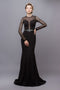 Elegant black long sleeves mermaid gown