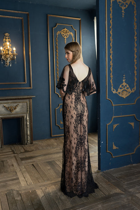 Black bateau neck mermaid gown