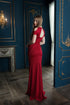 Red neck cut out mermaid gown
