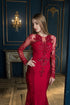 Red elegant long sleeves beaded gown