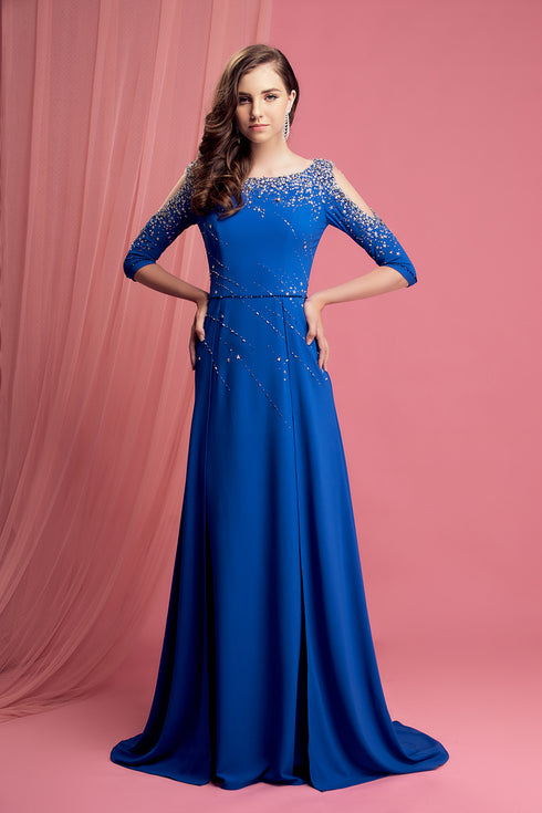 Scoop neck short sleeves cut out dress