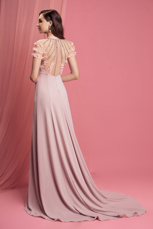 Elegant short sleeves with 3D flowers