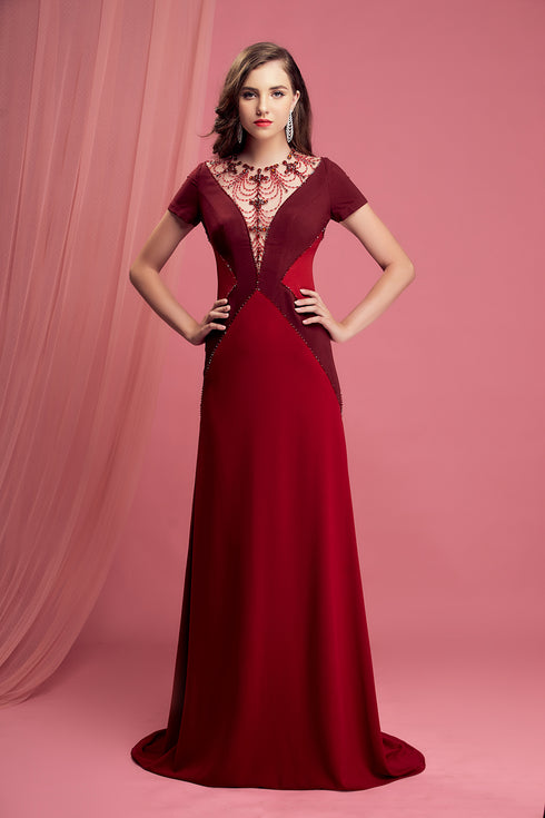 A-line illusion dress with delicate beaded