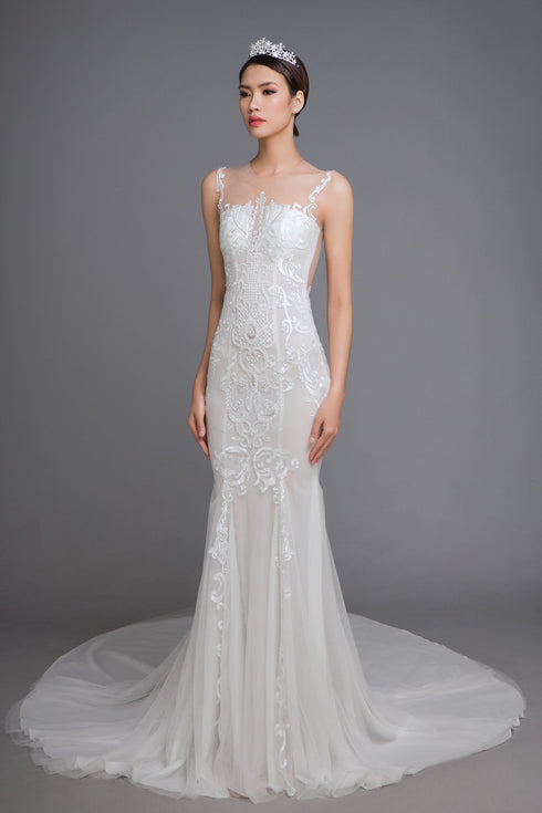 Sleeveless mermaid wedding dress