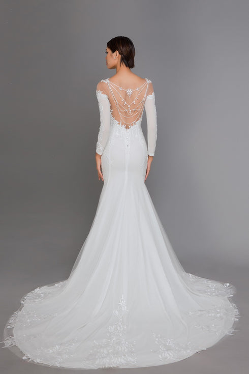 Scoop neck open back mermaid dress