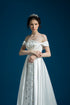 Off shoulder satin wedding dress