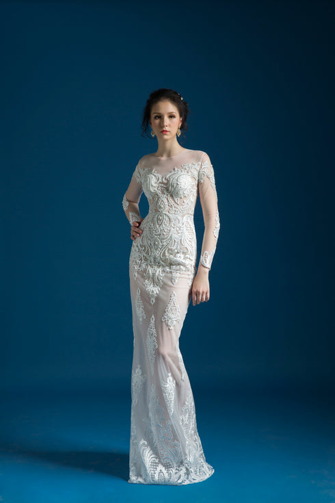 Mermaid dress with detachable skirt