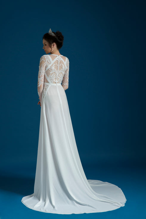 A-line wedding gown with slit