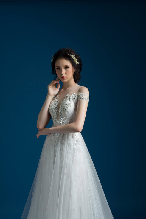 Off shoulder ball gown dress